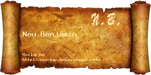Neu Benjámin névjegykártya